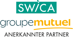 anerkannter partner von Versicherungen: logos von swica und groupe mutuel - 