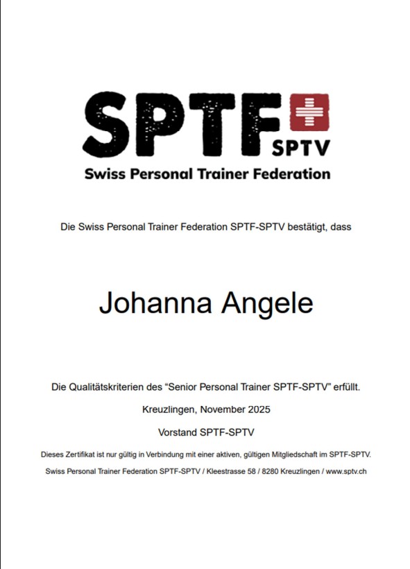 Zertifikat SPTF SPTV Swiss Personal Trainer Federation